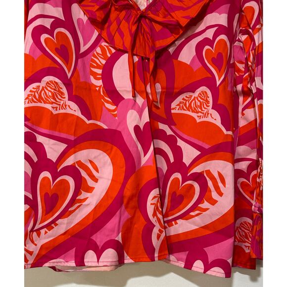 Alden Adair Jean Top Lovers Lane Size Medium NWT Red Pink Romantic Blouse - Picture 7 of 14